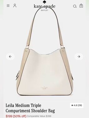 Kate Spade Cream and Tan Leila Triple-Compartment Shoulder Bag